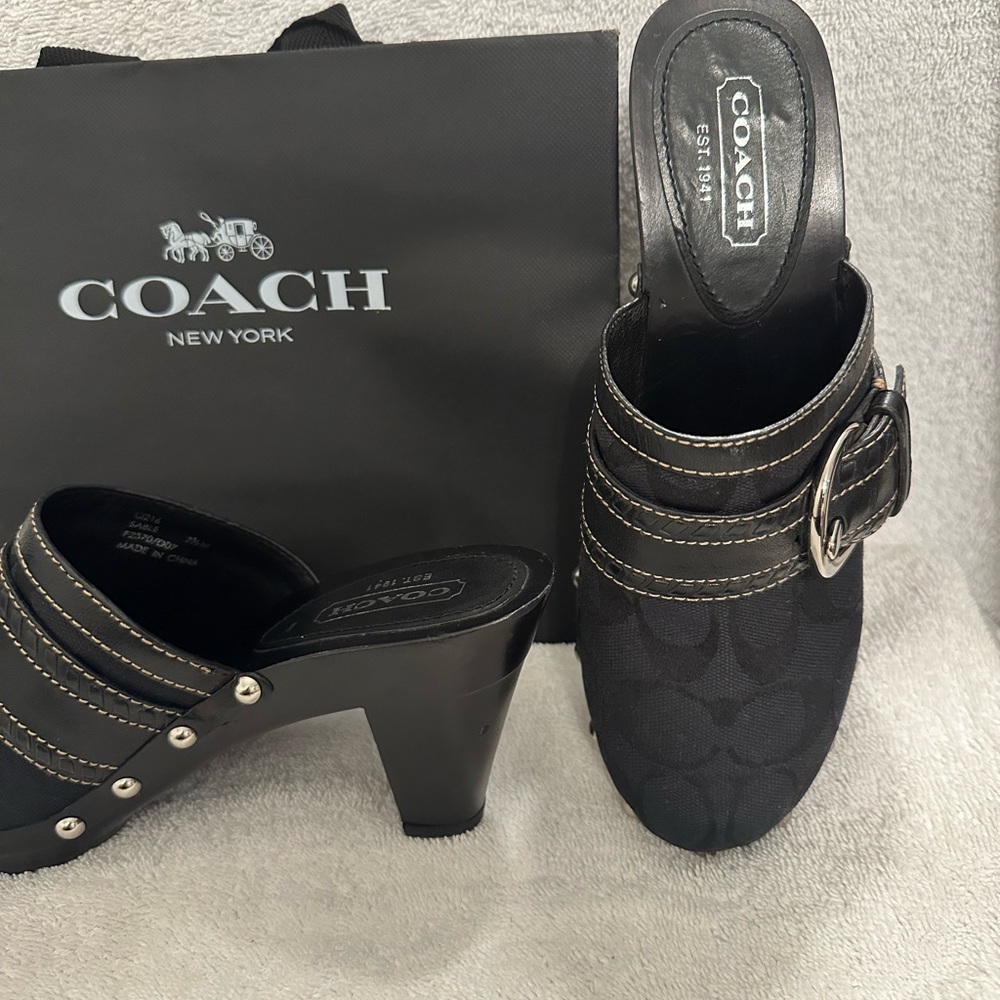 Y2K Coach Soho signature C black mules shoes